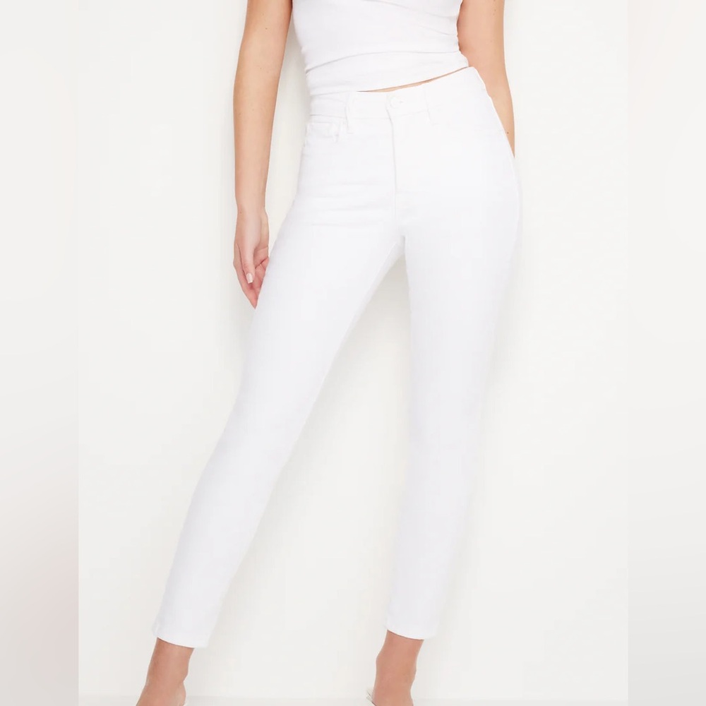 Good American Good Waist Crop Skinny White Jeans Size 2/26